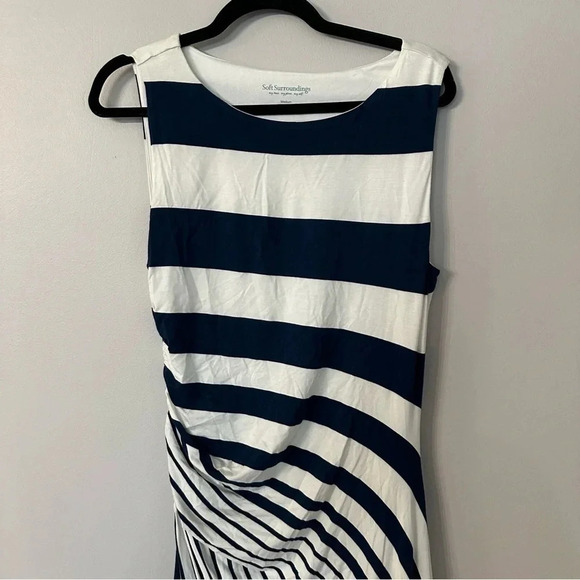 Soft Surroundings Vela Infinity Dress Blue & White Stripe Sleeveless Size M GUC - Picture 3 of 8